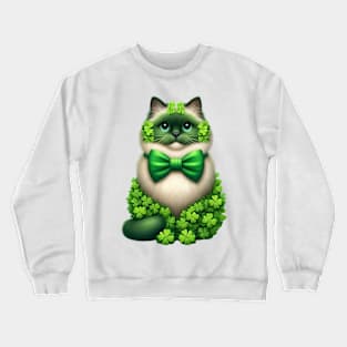 Clover Birman Cat St Patricks Day Crewneck Sweatshirt